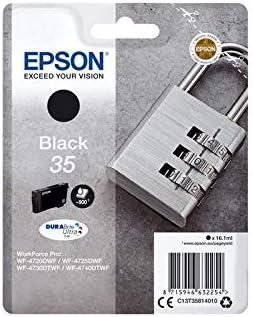 Epson Original 35 Tinte Schloss (WF-4720DWF, WF-4725DWF, WF-4730DTWF, WF-4740DTWF), schwarz schwarz