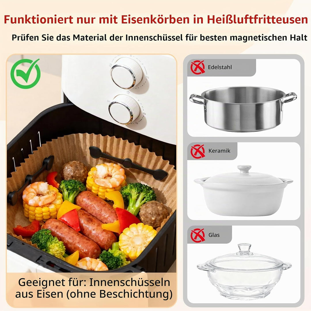 Alyvisun 8 Stück Magnete für Airfryer Backpapier, Wiederverwendbare Airfryer Magnete für Backpapier,