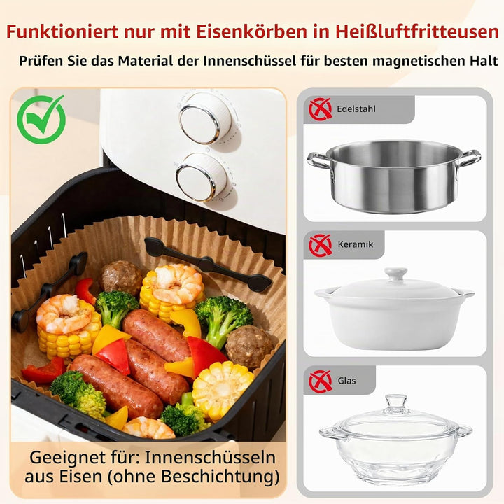 Alyvisun 8 Stück Magnete für Airfryer Backpapier, Wiederverwendbare Airfryer Magnete für Backpapier,