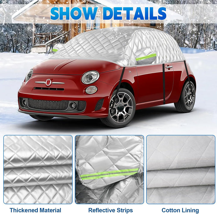 Hagelsichere Autoabdeckung Winter Passend für FIAT 500 2007-2025, Auto Halbgarage Abdeckplane Wasser