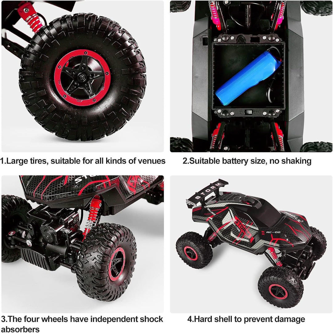 Herefun Ferngesteuertes Auto, 2.4GHz RC Auto für Kinder mit LED Licht und Spray, 4WD Wiederaufladbar