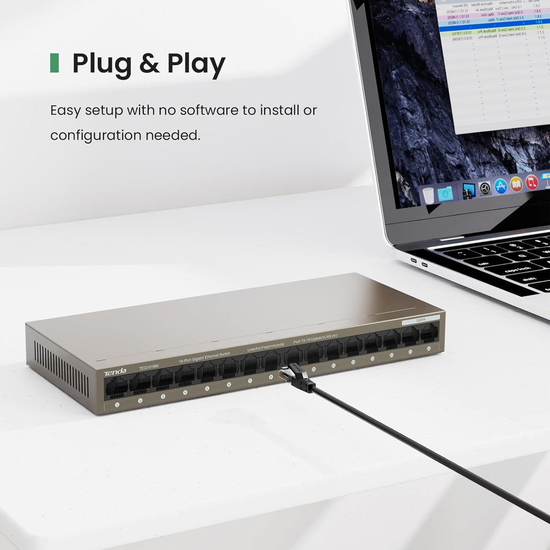 Tenda Netzwerk-Switch Innen für Überwachungskamera Aussen, Ethernet-Splitter, Plug & Play, lüfterlos