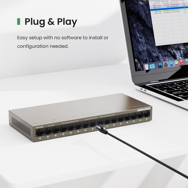 Tenda Netzwerk-Switch Innen für Überwachungskamera Aussen, Ethernet-Splitter, Plug & Play, lüfterlos