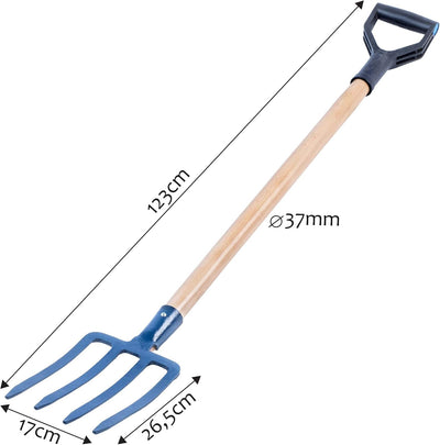 KADAX Heugabel, Grabgabel mit D-Griff, Mistgabel mit Kopf aus hochqualitativem Stahl, ergonomische G