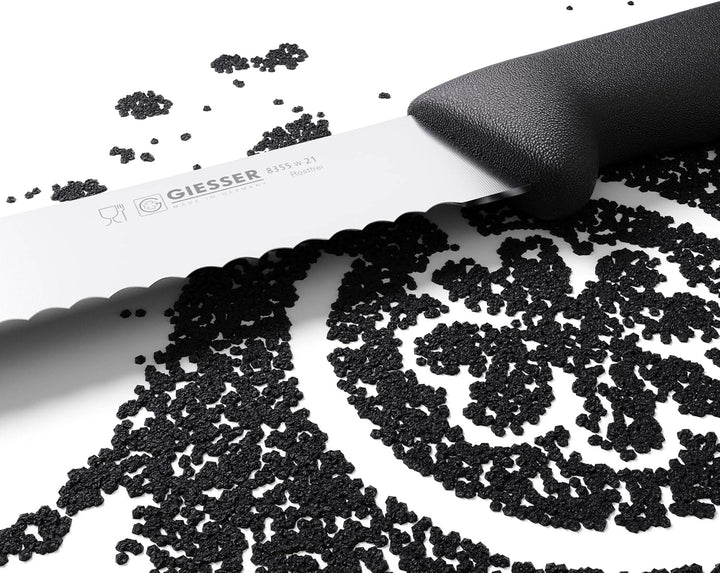 Giesser seit 1776 - Made in Germany - Brotmesser schwarz, Basic Black, Klinge 21 cm, Wellenschliff,