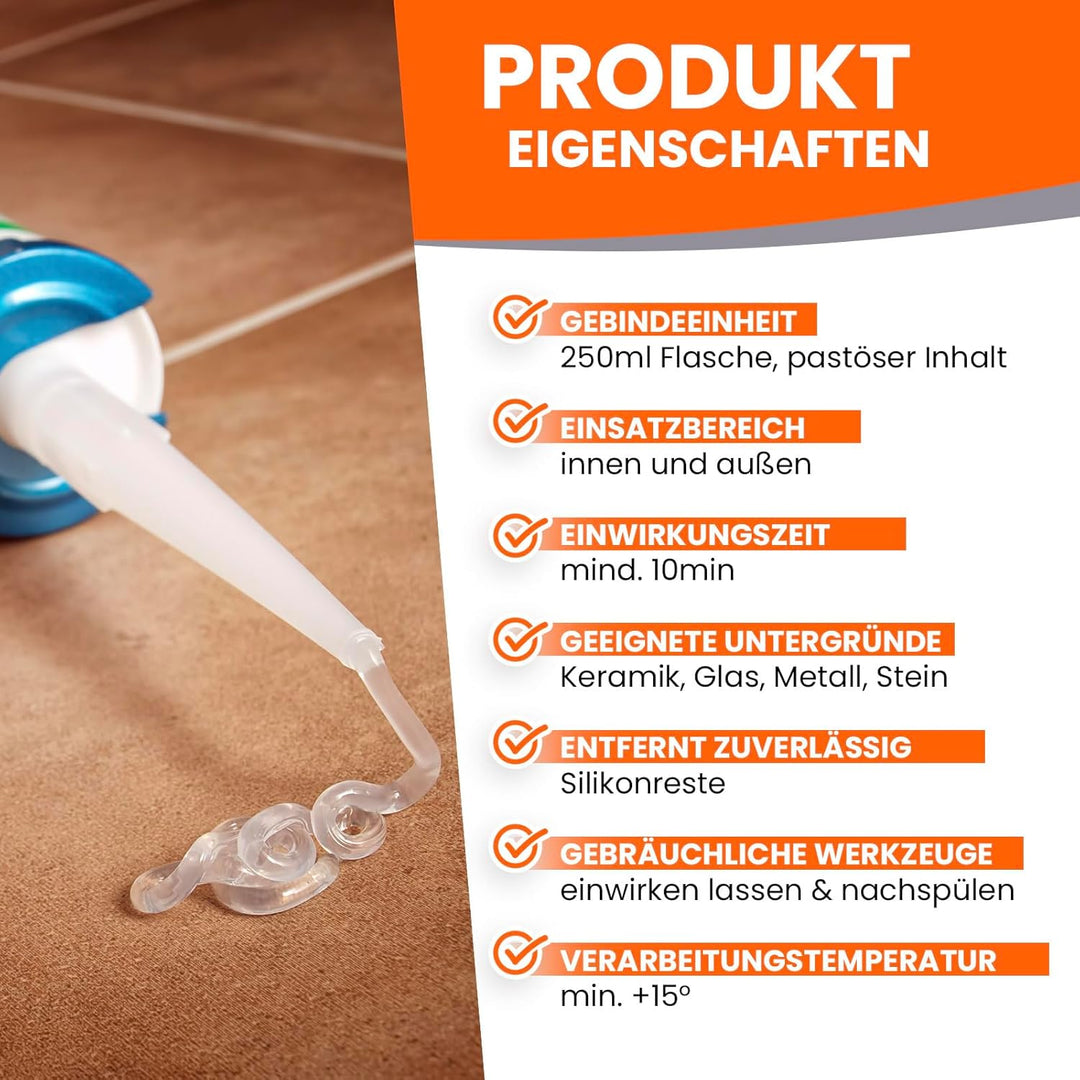 Silikonreste Entferner Set 2x250ml + Fugenentferner & Fugenglätter Werkzeug - Silikonentferner, Sili