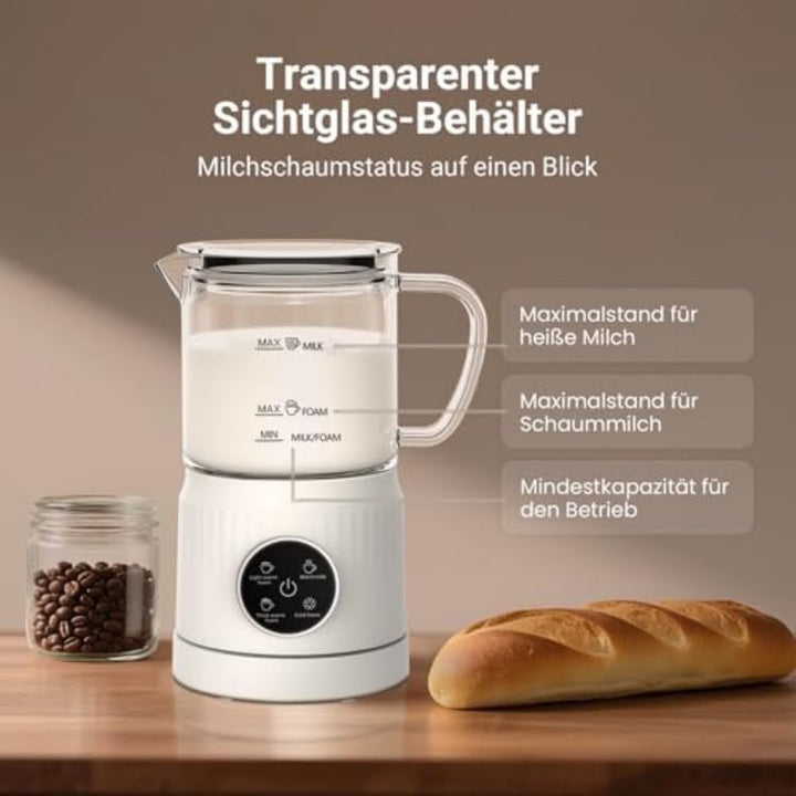 4 in 1 Milchaufschäumer Elektrisch und Milchwärmer, Automatische Milchschäumer für Heiss & Kalt, Ele