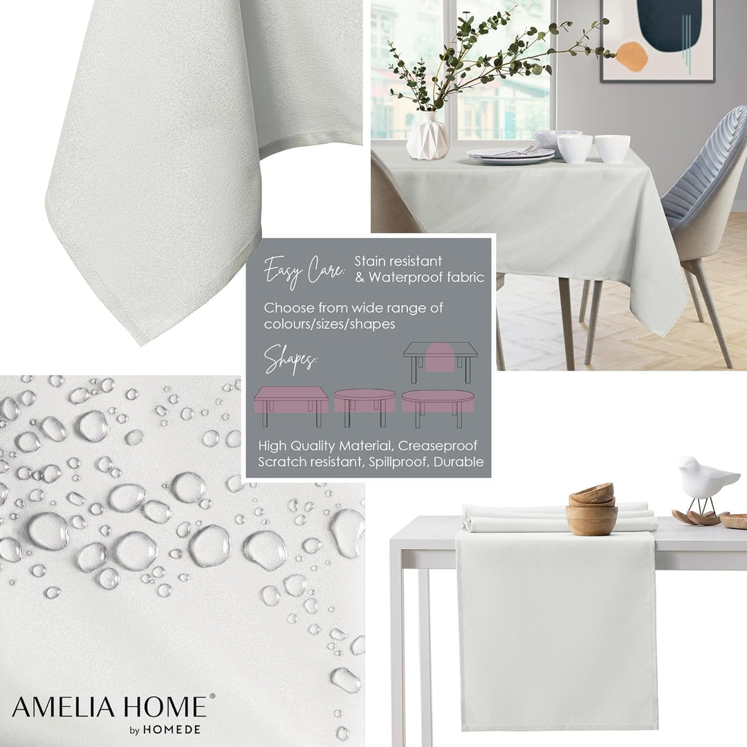 AmeliaHome Tischdecke rund 130x130 cm Tischtuch Tafeldecke Fleckschutz Lotuseffekt Abwaschbar Wasser
