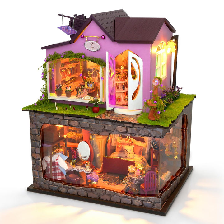 Cuteefun DIY Miniatur Puppenhaus Kit zum BAU Miniatur Haus mit Staubschutzhaube und Werkzeugen Selbe
