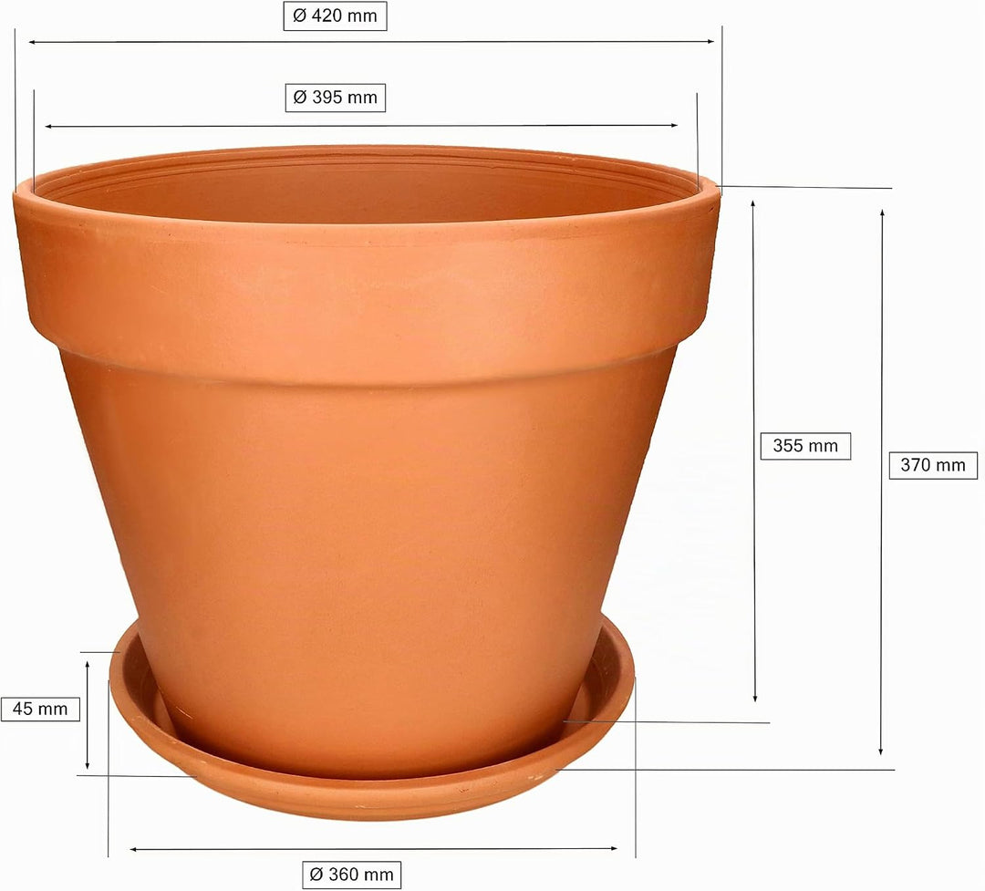 KOTARBAU® Blumentopf Übertopf aus Terrakotta ⌀ 43 cm für Innenräume und Gärten Terrakotta 43 Cm, Ter