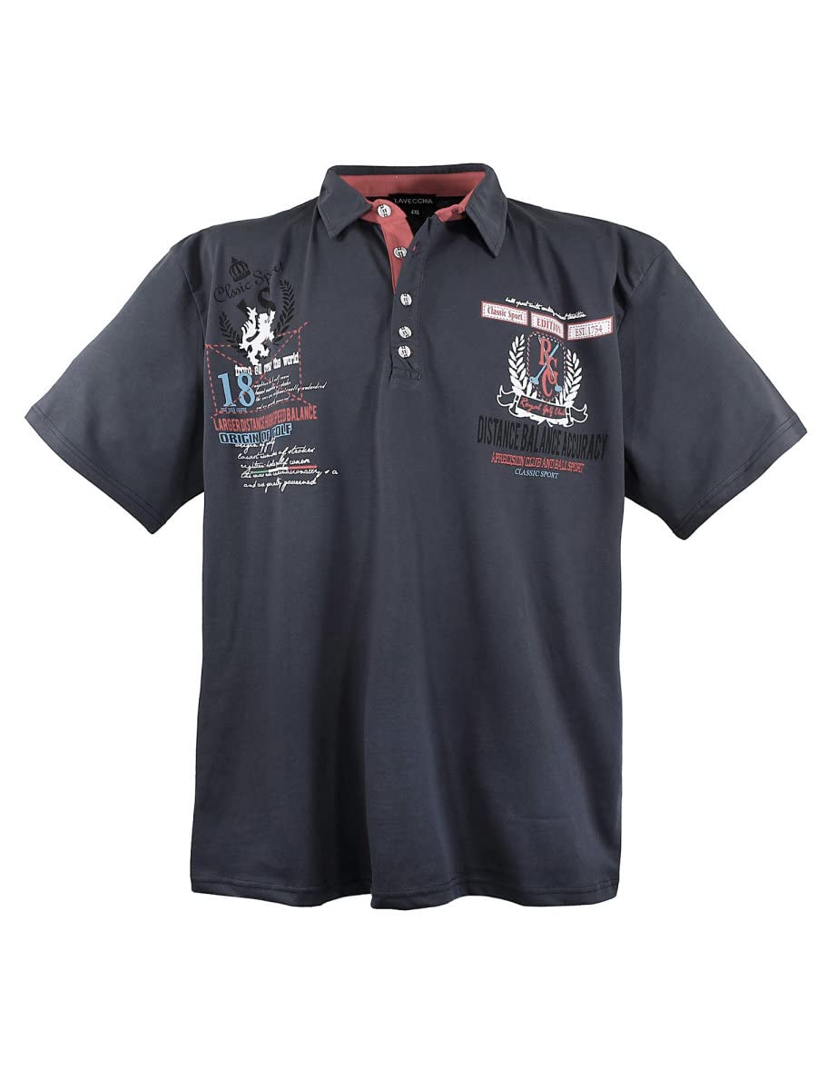 Lavecchia Übergrössen Poloshirt Herren Polo Shirts Kurzarm Shirt LV-2038 7XL Grosse Grössen Anthrazi