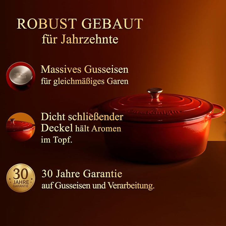 Bräter Gusseisen 37cm (XXL)– Gusseisen-Topf &amp; Schmortopf mit Deckel/Cocotte –Bräter &amp; Schmortöpfe, B