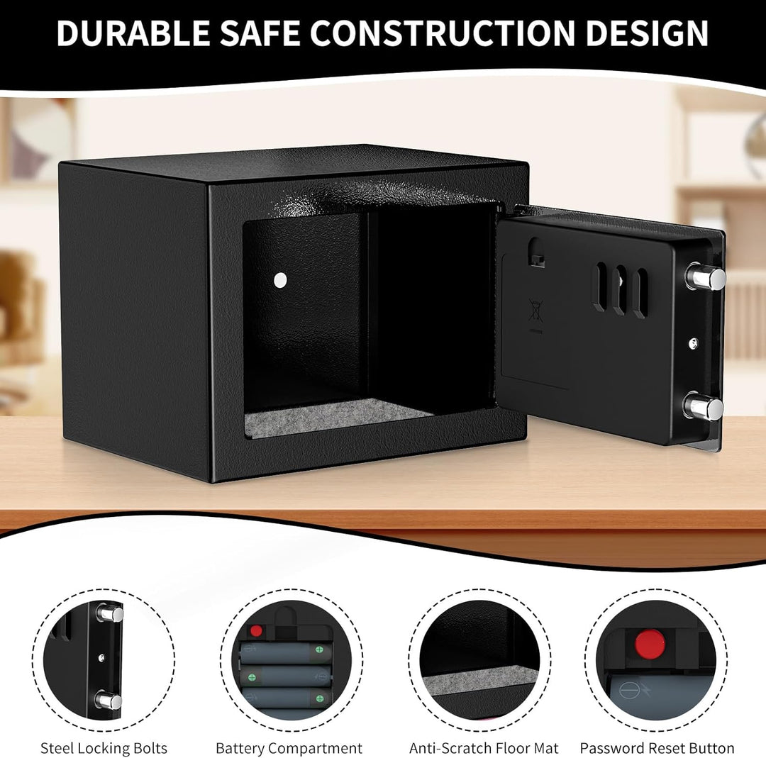 Digitaler Safe 6,8 l, kleiner Tresor für Zuhause, elektronische Sicherheitskassette, Wandtresor fürs