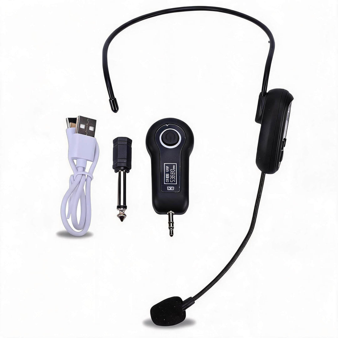 Fabater Kabelloses Headset-Mikrofon, 2,4 G UHF-Funkmikrofonsystem, Kopf-Handmikrofon 2 in 1 mit 3,5