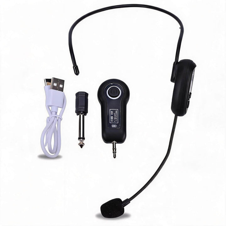 Fabater Kabelloses Headset-Mikrofon, 2,4 G UHF-Funkmikrofonsystem, Kopf-Handmikrofon 2 in 1 mit 3,5