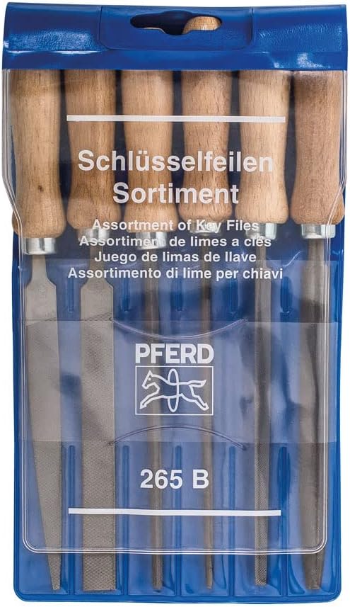 PFERD Schlüsselfeilen-Set 265 B in Kunststofftasche, 6 Feilen, 100mm, mit Holzheften, 11700265 – für