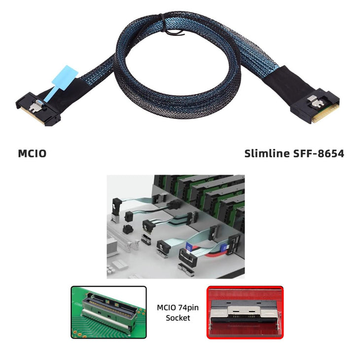 xiwai MCIO SFF-8654 SAS 4.0 74Pin Stecker auf PCI-E Slimline 8i 74Pin Stecker PCI-E 5.0 Mini Cool Ed