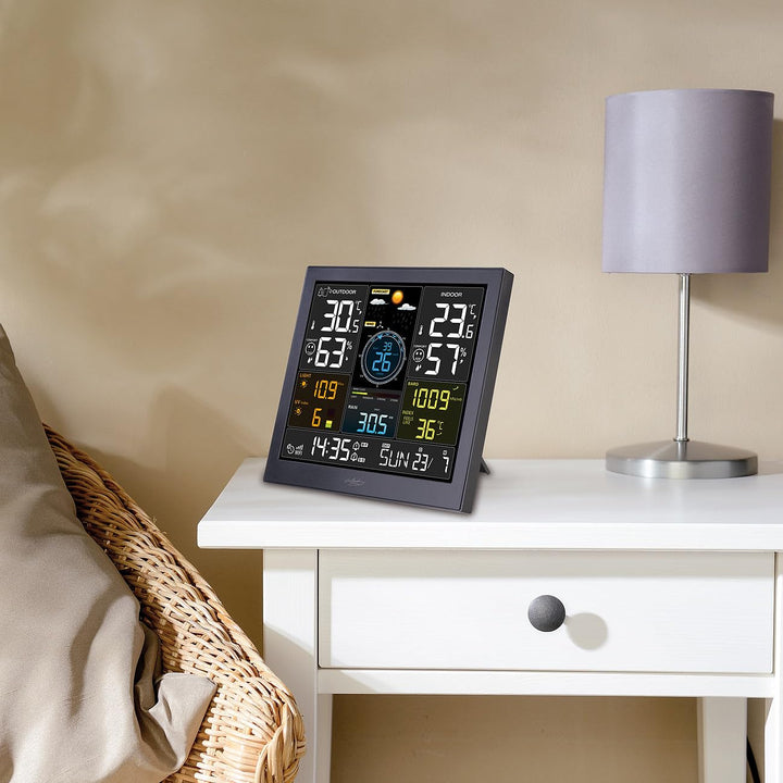infactory Wetterstation Smart: WLAN-Funk-Wetterstation mit XL-Farbdisplay, App, Weather Underground
