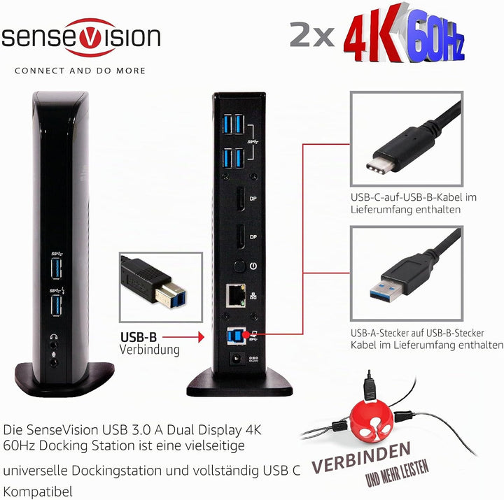 Club 3D CSV-1460 USB 3.0 Dual Display 4K 60Hz Docking Station Schwarz
