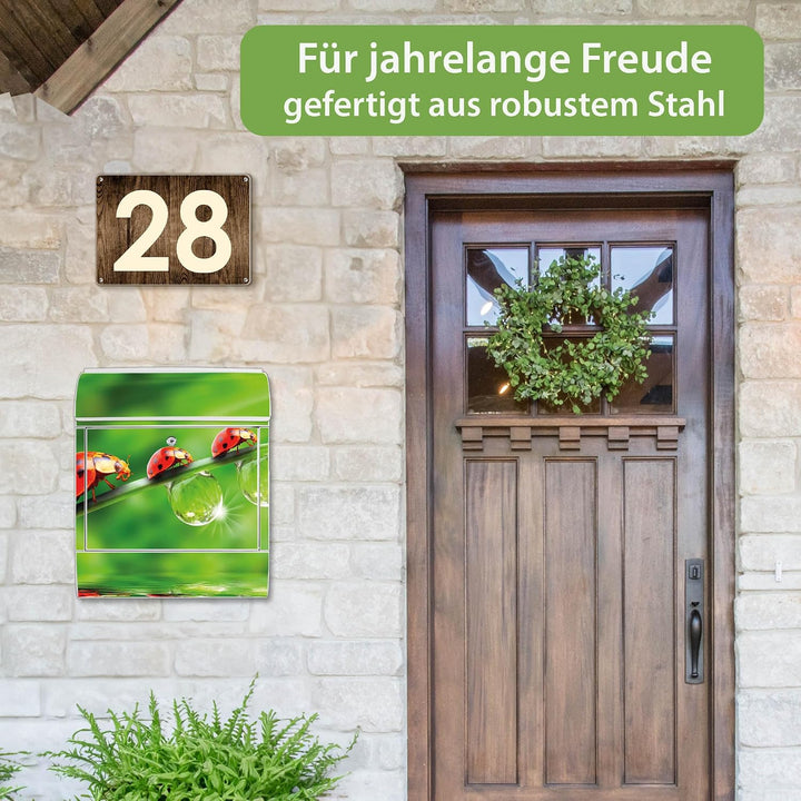 banjado® Design Briefkasten mit Motiv Für Jeden Einen 39x47x14cm &amp; 2 Schlüssel - Briefkasten Stahl w