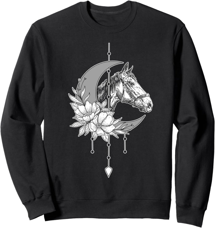 Pferd, Traumfänger, Mondsichel, Floral Sweatshirt