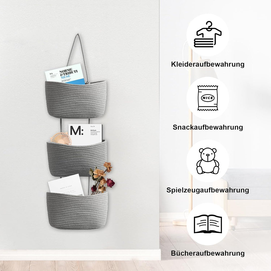 DYOUen Vielseitiger Hänge-Organizer aus gewebtem Baumwollseil für Bad, Kinderzimmer und Schlafzimmer