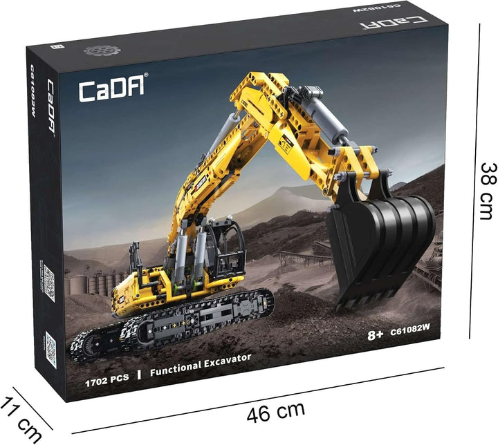 Cada C61082W Blöcke Funktionaler Baubagger 1702 EL., Schwarz, Gelb