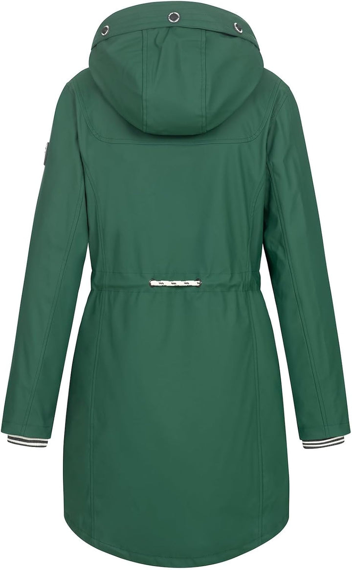 NEW VIEW Damen Regenjacke wasserabweisender Parka Annika Long mit Kapuze S Grün (Bistro Green - Tedd
