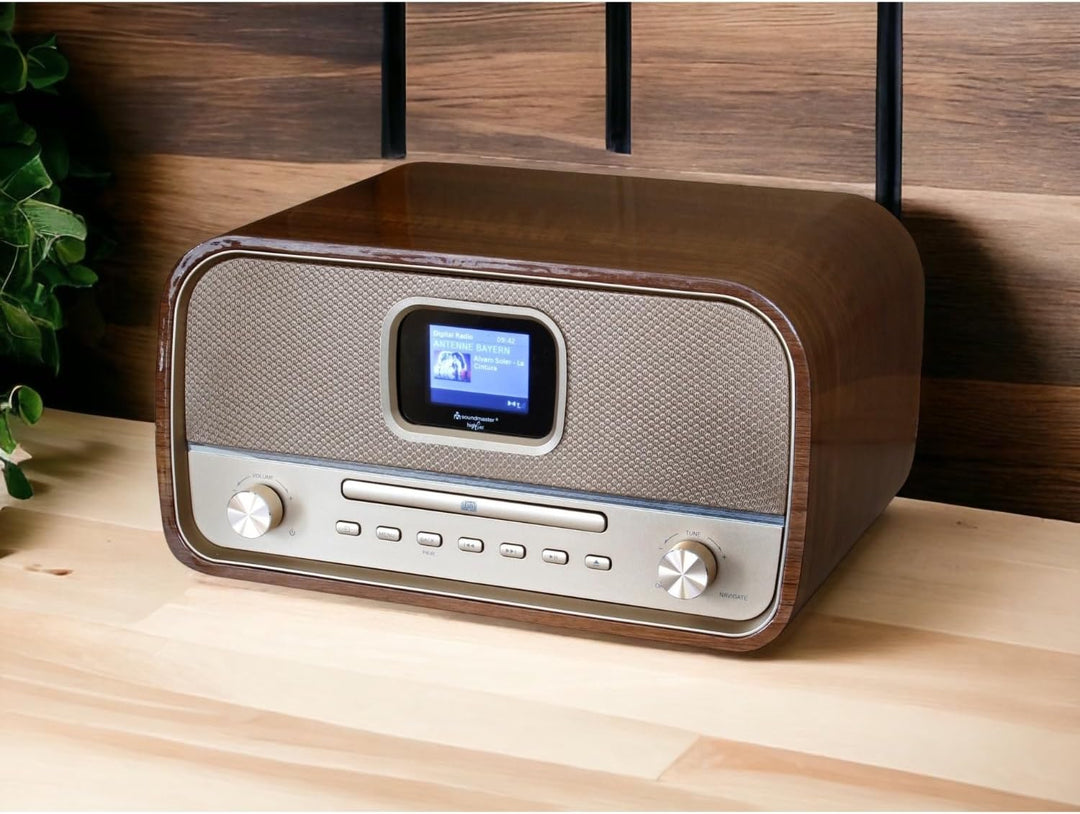 Soundmaster DAB970BR1 Retro Kompaktanlage Stereoanlage HiFi-Anlage DAB+ UKW CD-Player MP3 USB Blueto