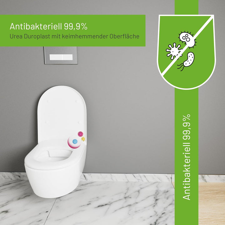LUVETT® WC-Sitz D600 D-Form Weiss mit Absenkautomatik SoftClose, EasyClean (abnehmbar), Duroplast, e