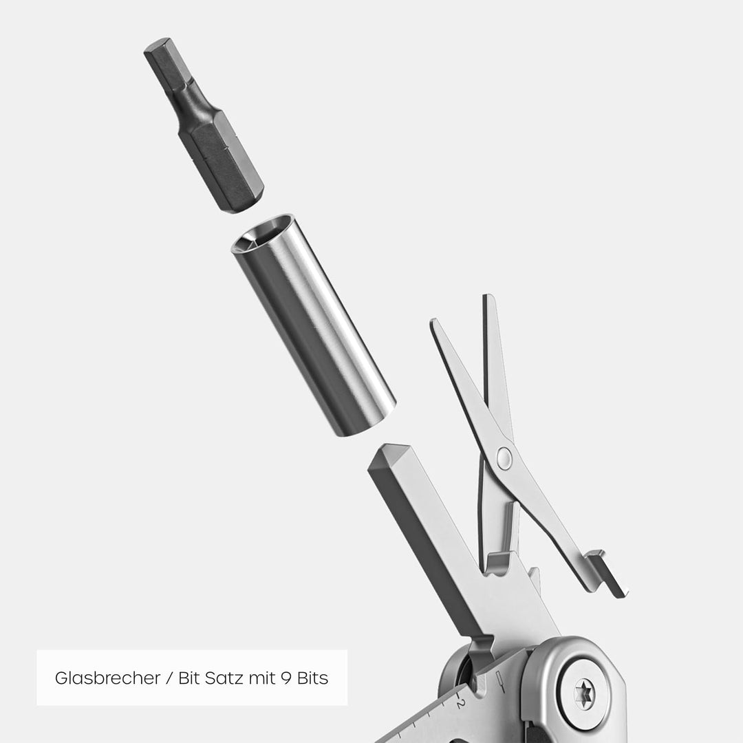 STRUKTURA tool 25+ | Multitool mit 25 Funktionen | matt gestrahlter Edelstahl | | ergonomische Kunst