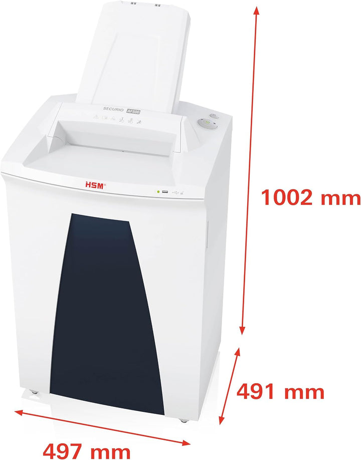 Autofeed Aktenvernichter HSM SECURIO AF500, Sicherheitsstufe 5, mit zusätzlicher manueller Eingabemö