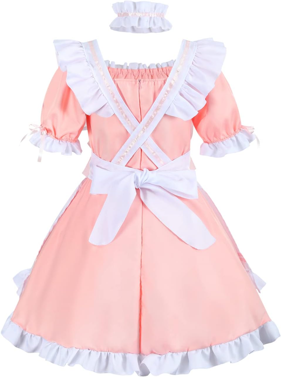 nbe - Niedliches Anime Französisch Dienstmädchenkleid mit 12-TLG. Kuchengarnitur, Herz-Choker-Kostüm