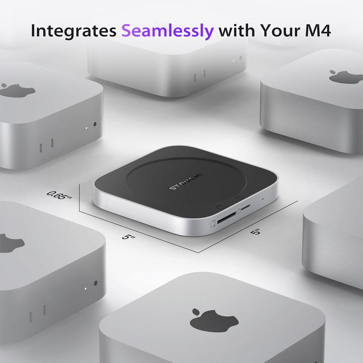 Stouchi Mac mini M4 Dock für Mac mini M 4/M 4 Pro (2024), M4 Hub mit Aluminium 3× USB 3.0 (5 Gbit/s)