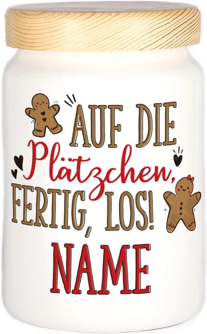 Herz & Heim® Keksdose personalisiert mit Ihrem Wunschnamen zu Weihnachten für Ihre Plätzchen (Lebkuc