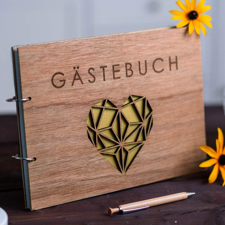 Hochzeitideal – Besonderes Gästebuch Hochzeit Geometric mit 52 Seiten à 100g I Hochzeit Gästebuch au