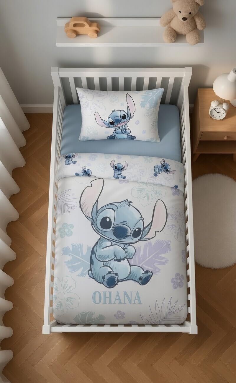 Jerry Fabrics Stitch Ohana Wendebettwäsche 100x135 cm mit Kissenbezug 100% Baumwolle