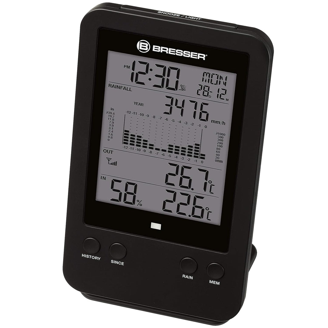 Bresser Wetterstation Funk mit Aussensensor Profi Regenmesser Station mit DCF Funkuhr, Wecker mit Hi