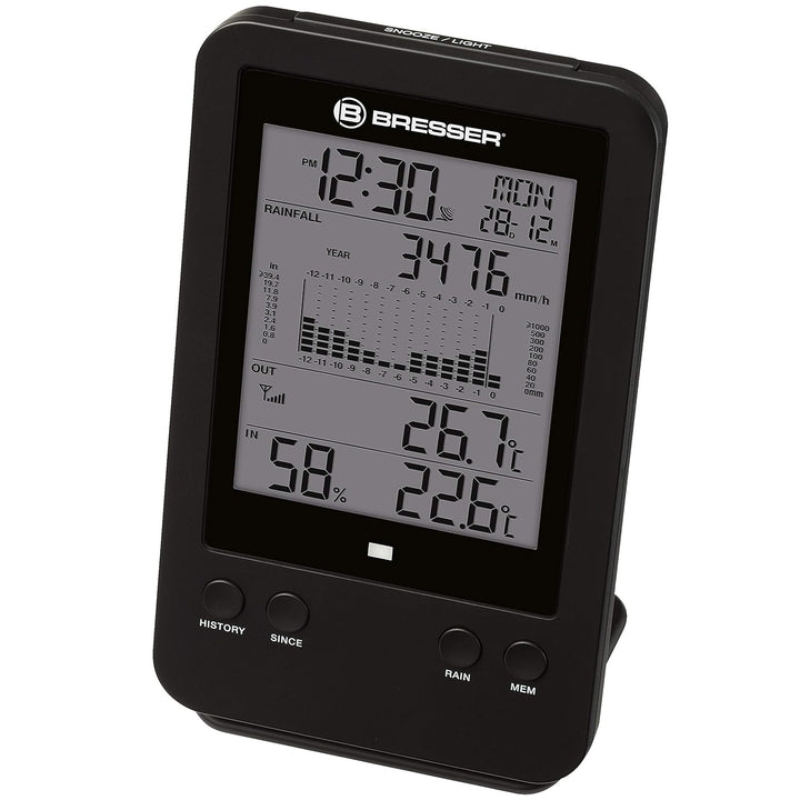 Bresser Wetterstation Funk mit Aussensensor Profi Regenmesser Station mit DCF Funkuhr, Wecker mit Hi