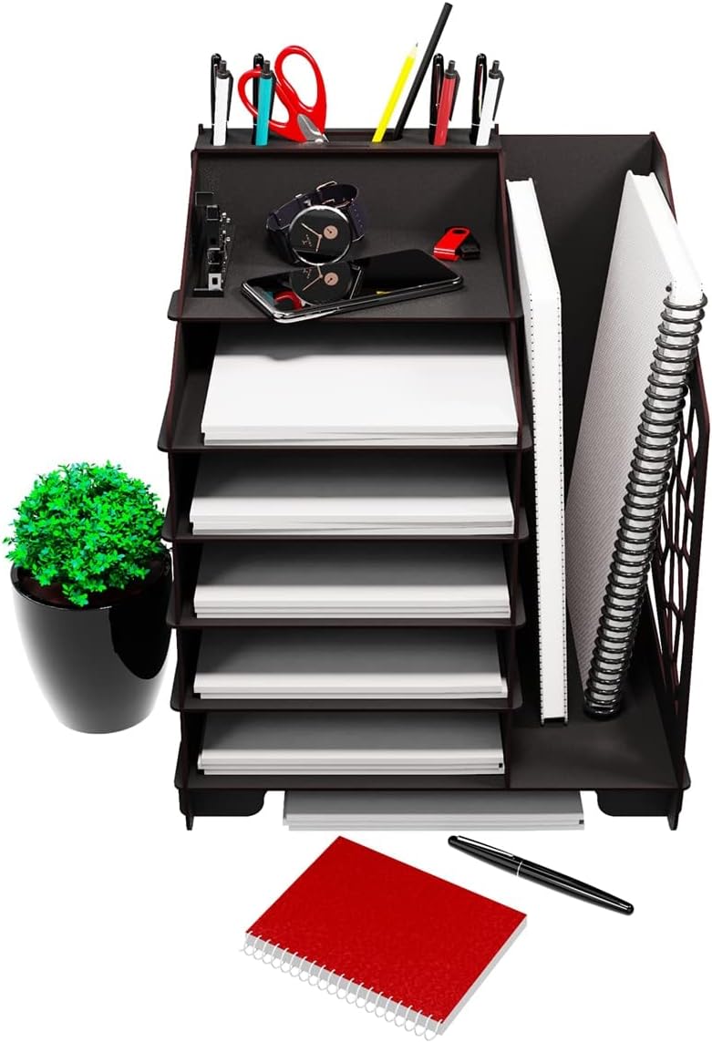 Schreibtisch Organizer gross, HxBxT 35,5x31x34,5cm, Tisch Organizer Holz, Organisation Schreibtisch,