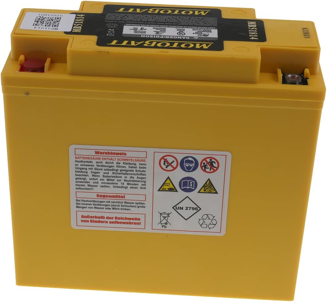 MOTOBATT Batterie 12 V 22 Ah (MB51814) [wartungsfrei & versiegelt] kompatibel für BMW K 1300 GT 2009