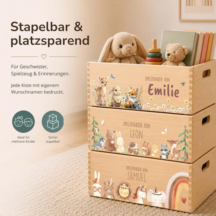 Kidsmood - Spielzeugkiste aus Holz mit Wunschnamen | Aufbewahrungsbox Kinder Spielzeug & Bücher | Pr