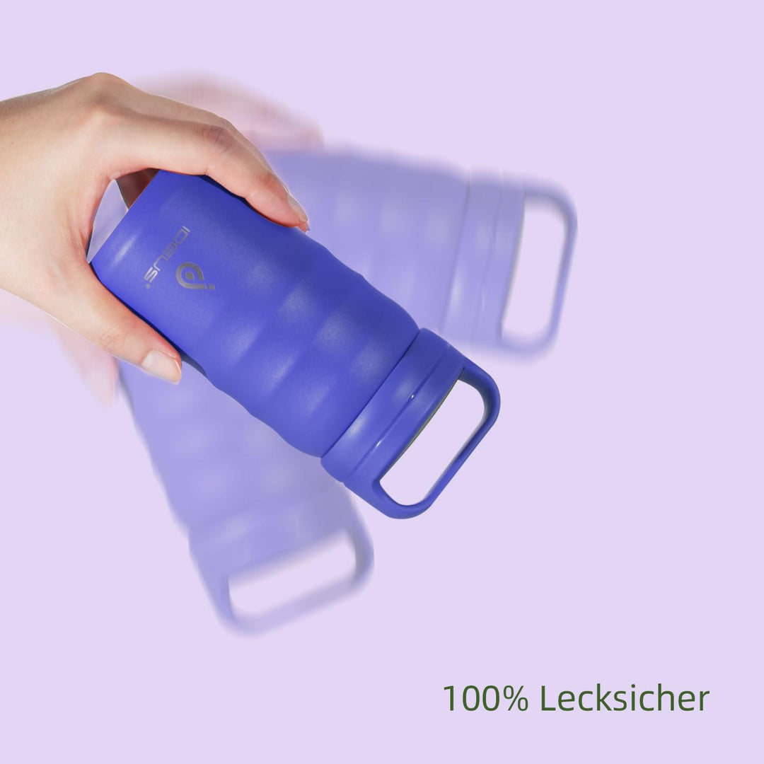 IDEUS Vakuumisolierte Wasserflasche, 12oz (360ml) Edelstahl Doppelwand Flasche Metall Sport Kantine