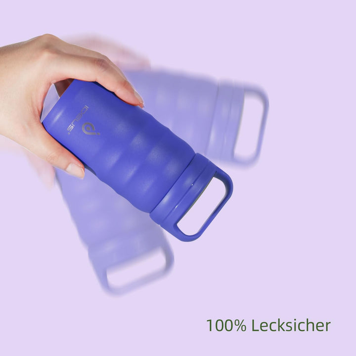 IDEUS Vakuumisolierte Wasserflasche, 12oz (360ml) Edelstahl Doppelwand Flasche Metall Sport Kantine