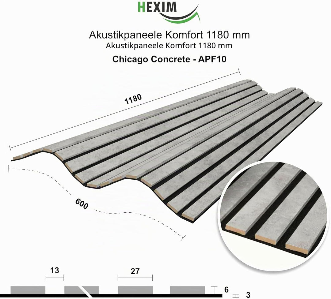 HEXIM Akustikpaneele 118x60cm Holz Comfort - flexible Holzpaneele Platten Lamellenwand MDF Wandpanee