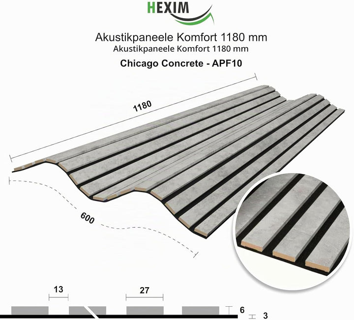 HEXIM Akustikpaneele 118x60cm Holz Comfort - flexible Holzpaneele Platten Lamellenwand MDF Wandpanee
