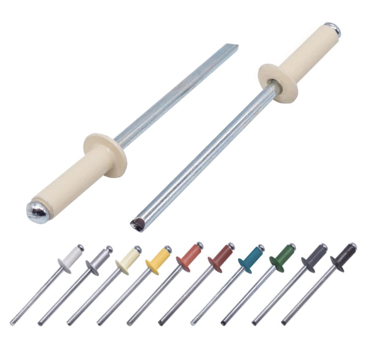 (400 Stück) Lackierte Blindnieten 4,0 x 14 mm, Kuppelkopf, DIN 7337, Aluminiumniete und Stahldorn, P