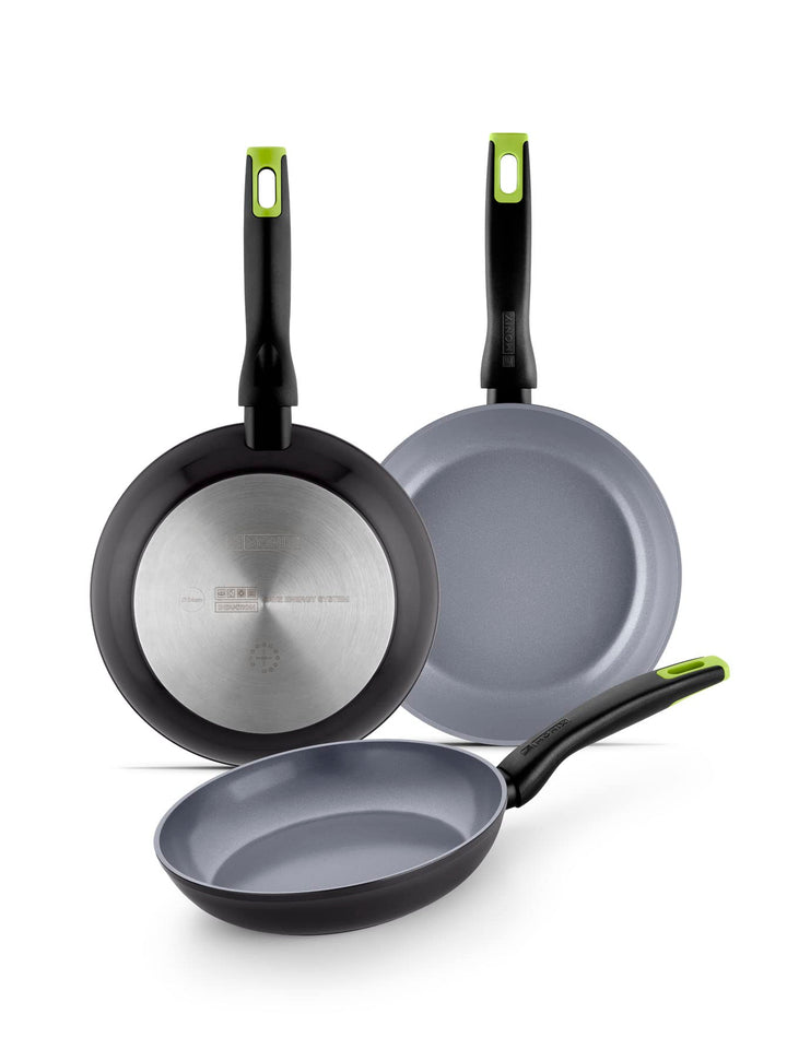 Monix Eco Nature | Bratpfannenset 18-22-26 cm, recyceltes geschmiedetes Aluminium, verstärkte Antiha