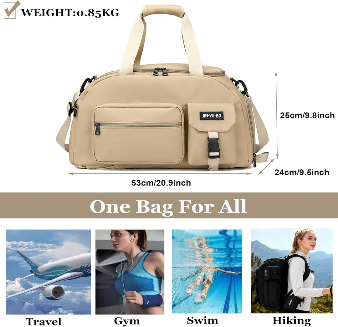 Sporttasche Damen Herren 32L Reisetasche mit Schuhfach Nassfach Trainingstasche mit Rucksack Weekend