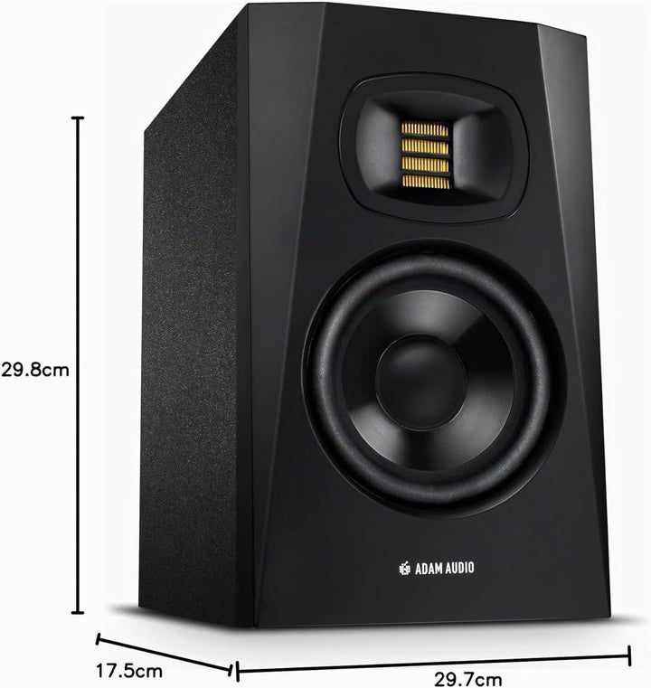 ADAM Audio T5V Studiomonitor für Aufnahmen, Mischungen und Mastering in Studioqualität, Schwarz, T5V